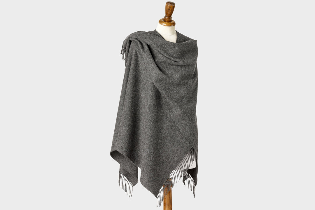 Grey wearable blanket wrap by The British Blanket Company. 