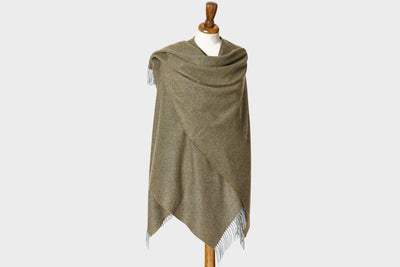 Green wearable lambswool blanket wrap by The British Blanket Company