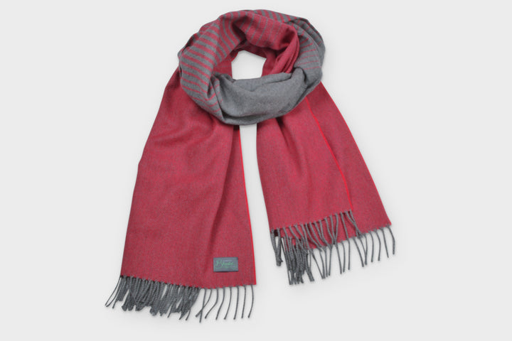 Red and grey oversized blanket scarf by The British Blanket Company