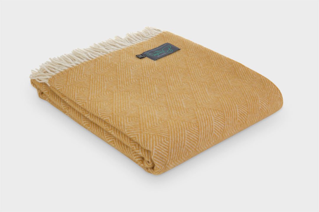 folded yellow mountain pure wool throw blanket by The British Blanket Company online shop