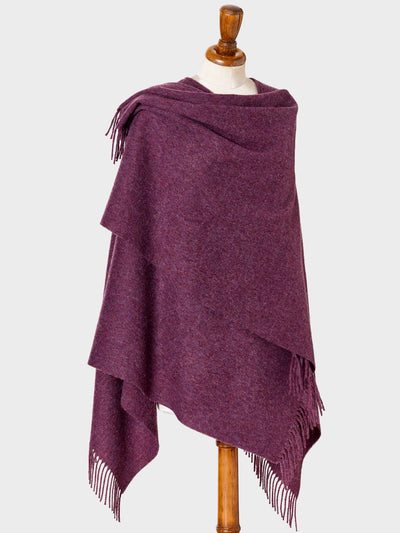 heather purple wearable blanket wrap shawl made from soft merino lambswool by The British Blanket Company