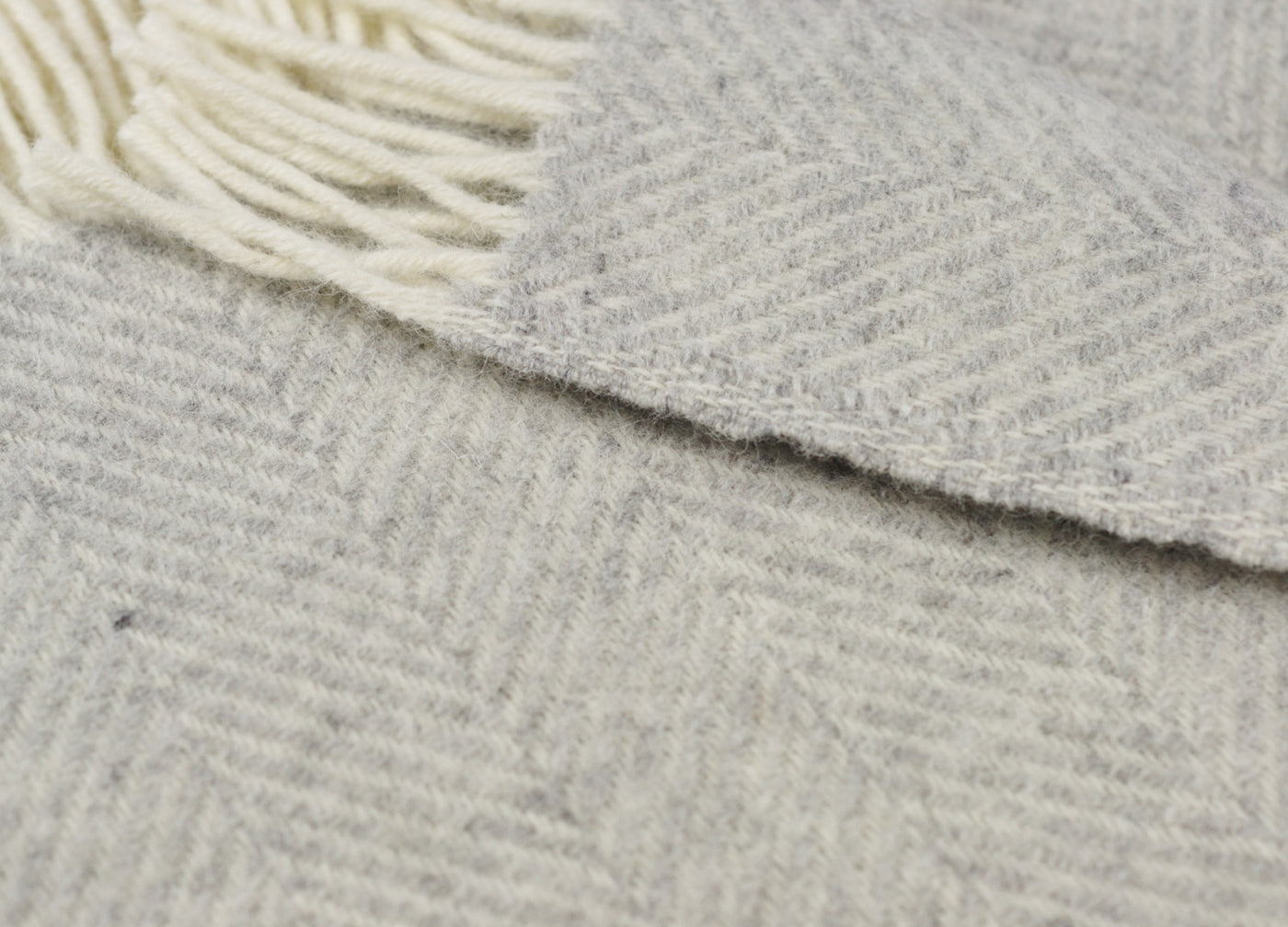 Grey Herringbone Throw - The British Blanket Company