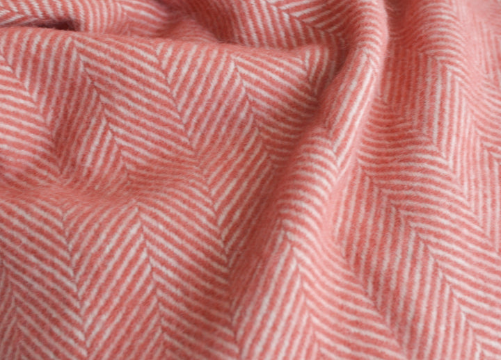 Closeup of red herringbone wool blanket