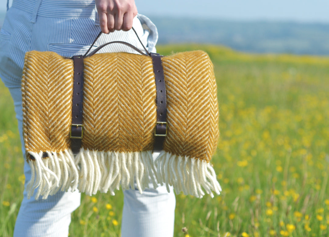 Polo Picnic Rug with webbing Carry Handle Strap from Tweedmill in